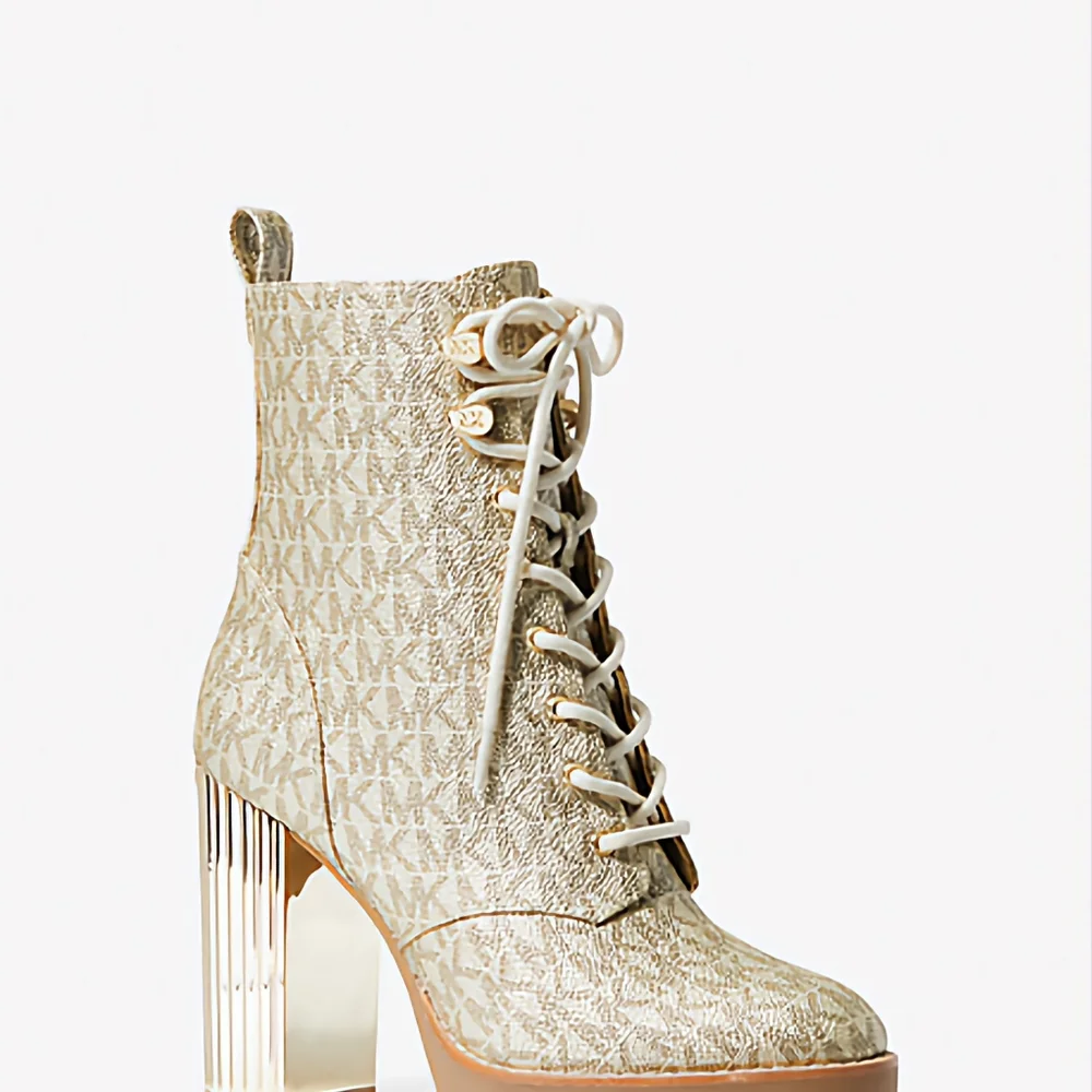 MICHAEL MICHAEL KORS Logo prints Lace-Up Boot golden size 9 NEW